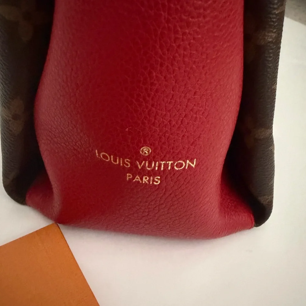 RARE Louis Vuitton Red and Brown Monogram Chain Shoulder Bag Leather Trim - Picture 6 of 16